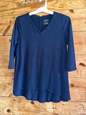 Chico's The Ultimate Tee Deep Navy V-Neck 3/4 Sleeve Tunic